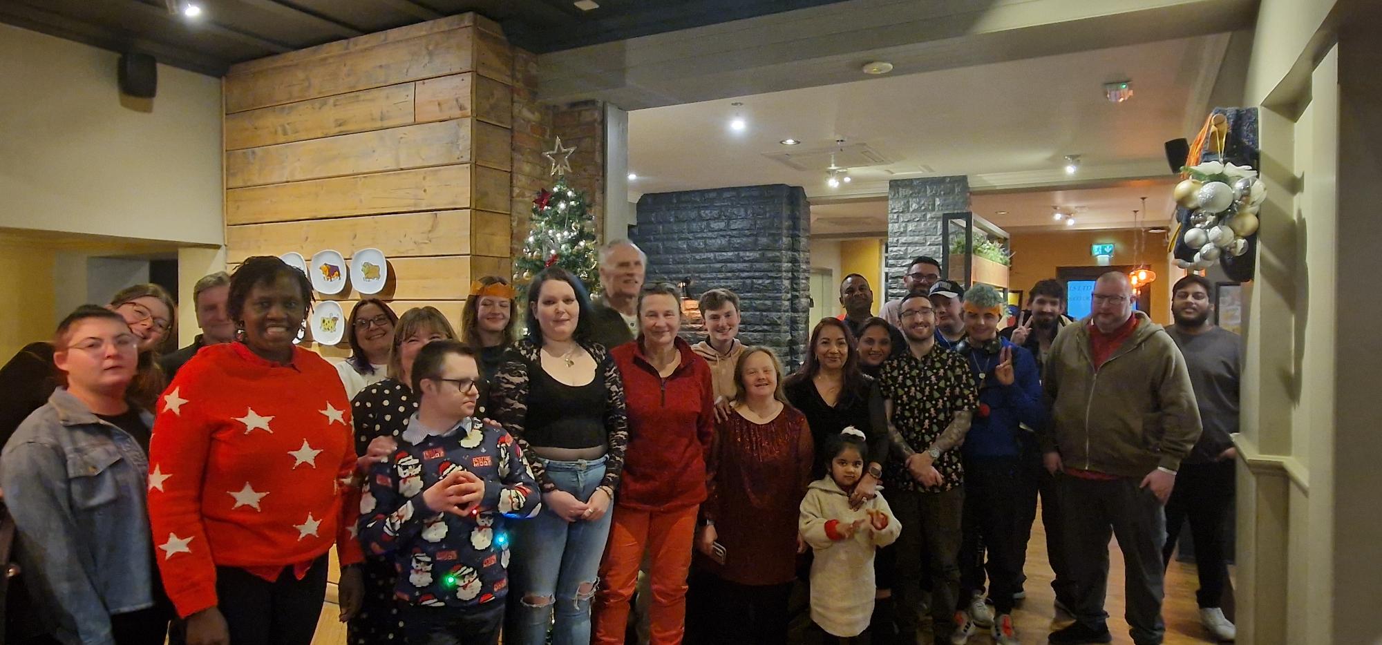 A big group christmas photo.