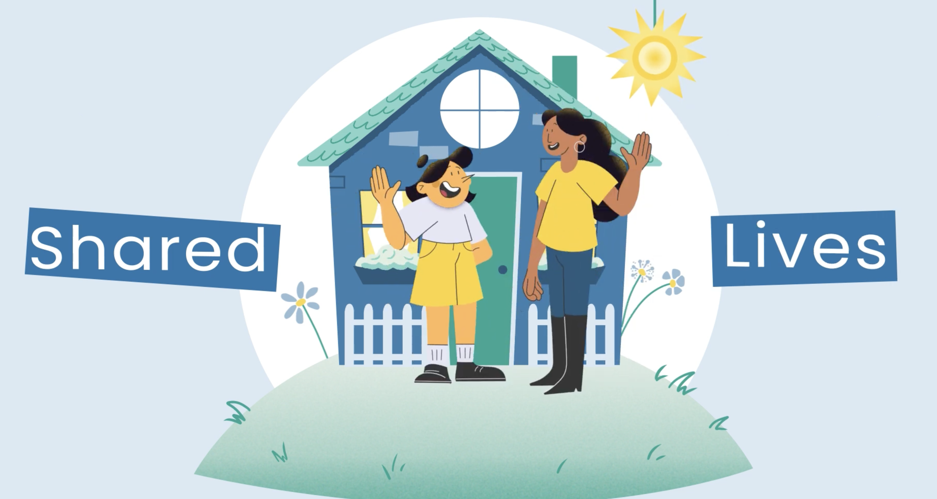 Shared Lives animation with a young person and an adult