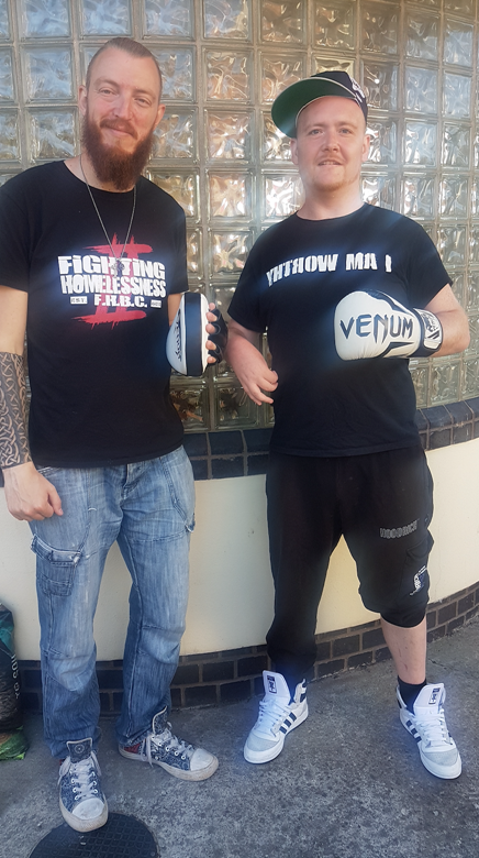 Gary at his weekly boxing session, run by a charity called Fighting Homelessness
