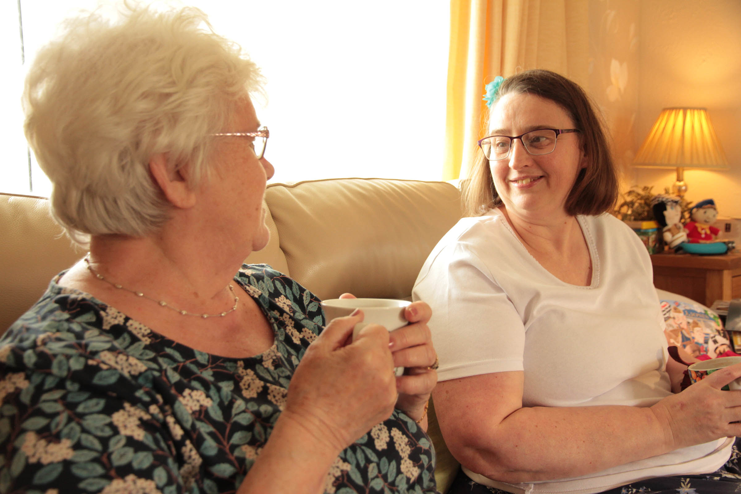 Wendy and Grazelda sat down having a cup of tea.