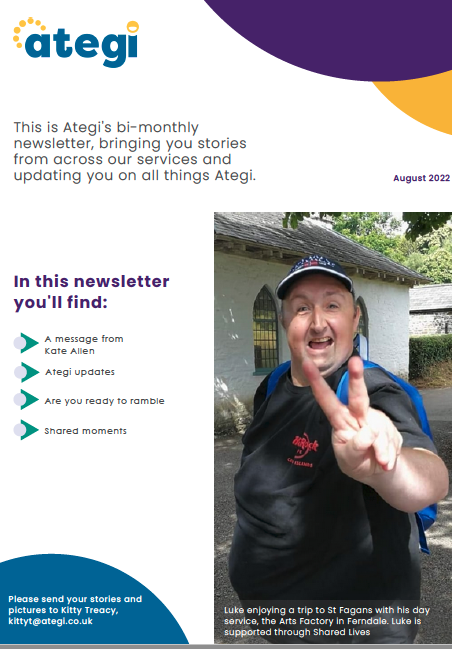 Front page of the Ategi August newsletter.
