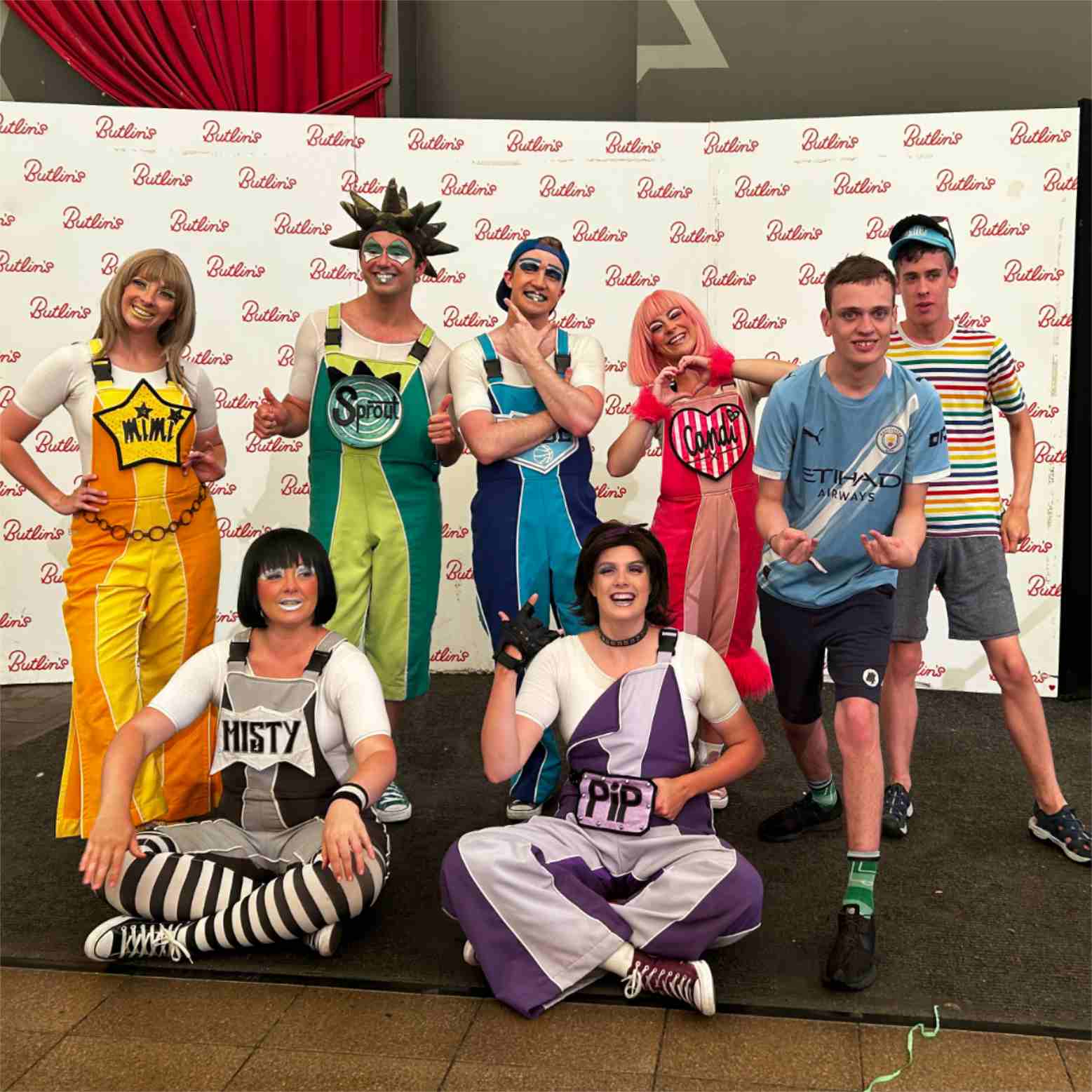 A group photo of Butlin's characters
