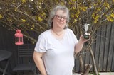 Sue with her bowls trophy