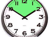 A clock with a section of time highlighted.  