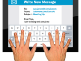 Someone writing an email.